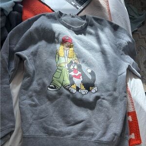 Gray Sweatshirt with Cartoon Graphic